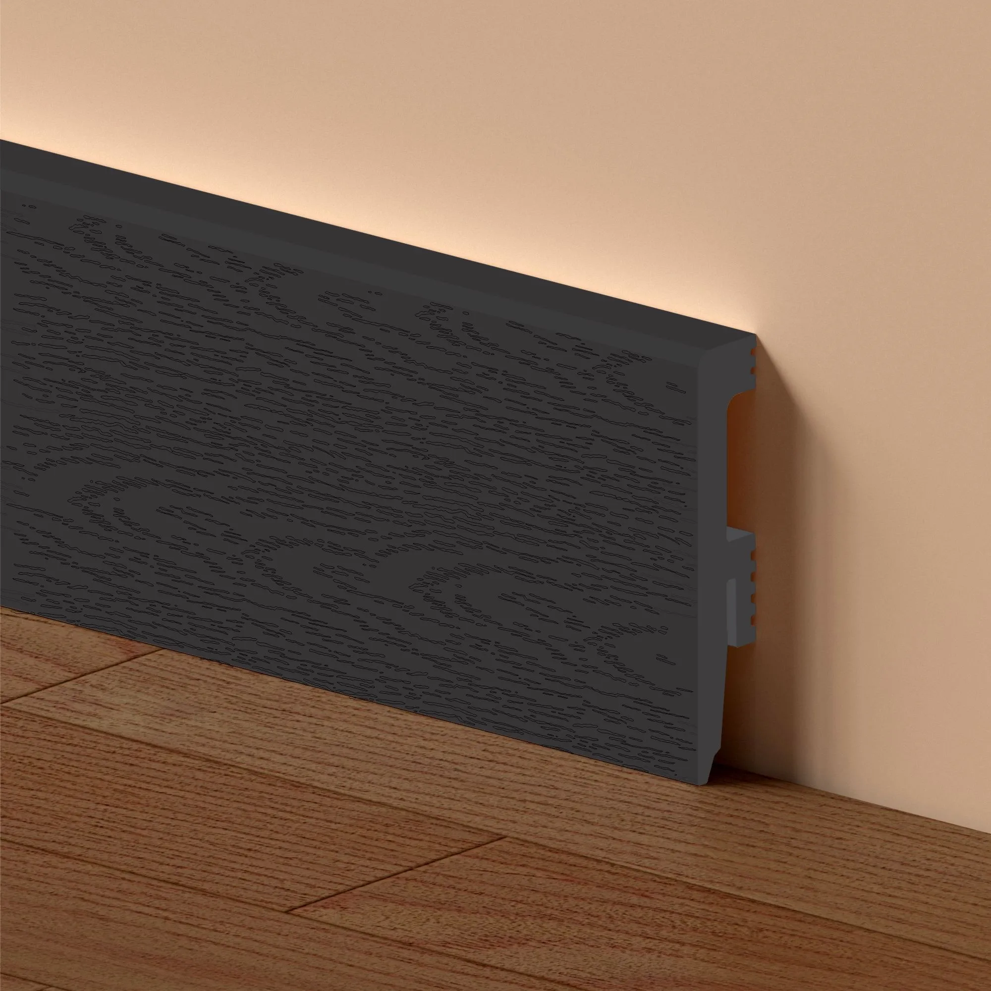 Kunststof plint model Amber Zwart Embossed